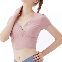 Onebas Yoga Tanks Top With Pink Short Sleeve Leggings 3 Colors